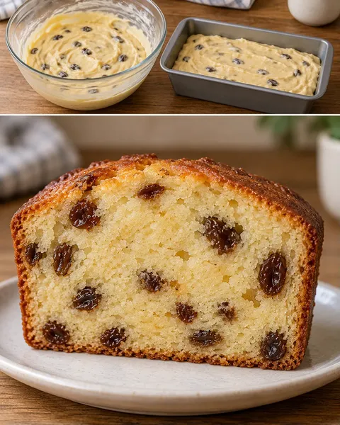 Máslový chlebíček — rozinky, vanilka