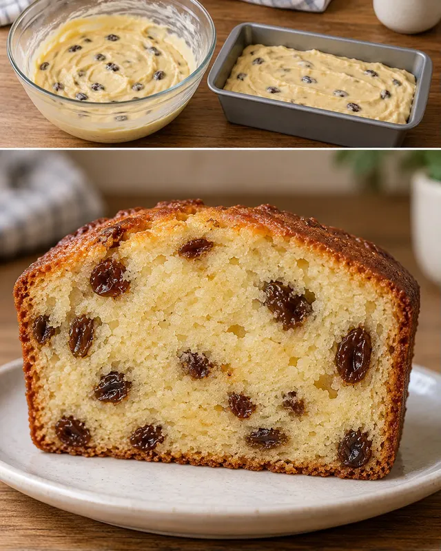 Máslový chlebíček — rozinky, vanilka