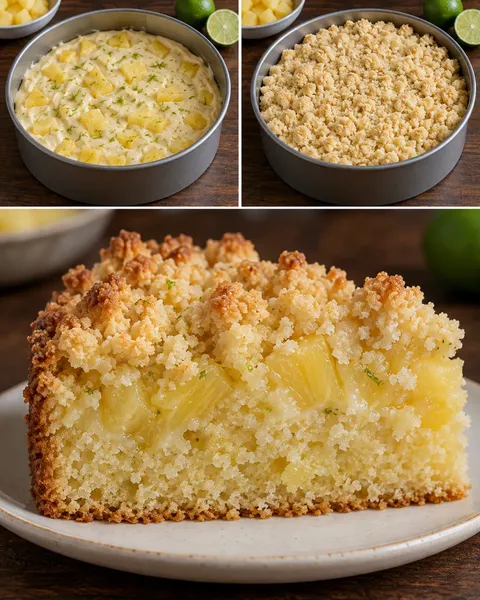 Koláč s drobenkou — ananas, limetka
