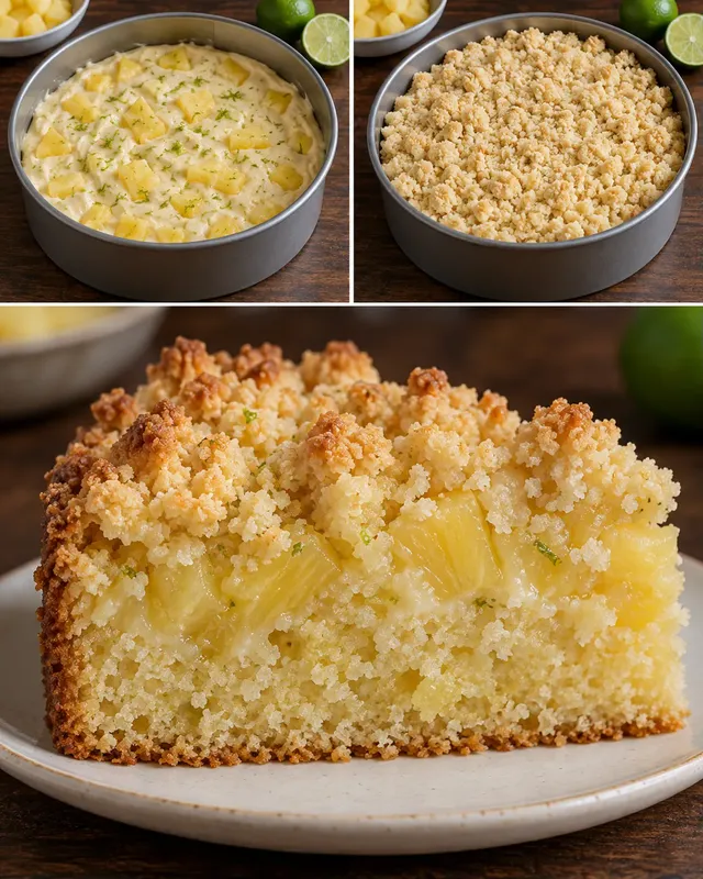 Koláč s drobenkou — ananas, limetka