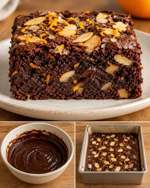 Brownies — pomeranč, mandle