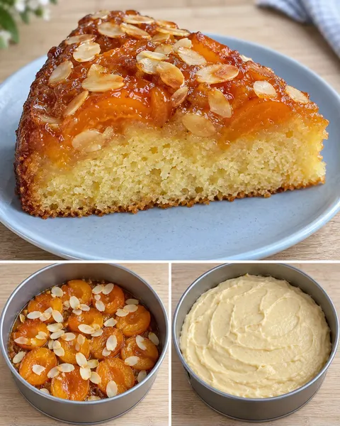 Obrácený ovocný koláč — meruňky, mandle