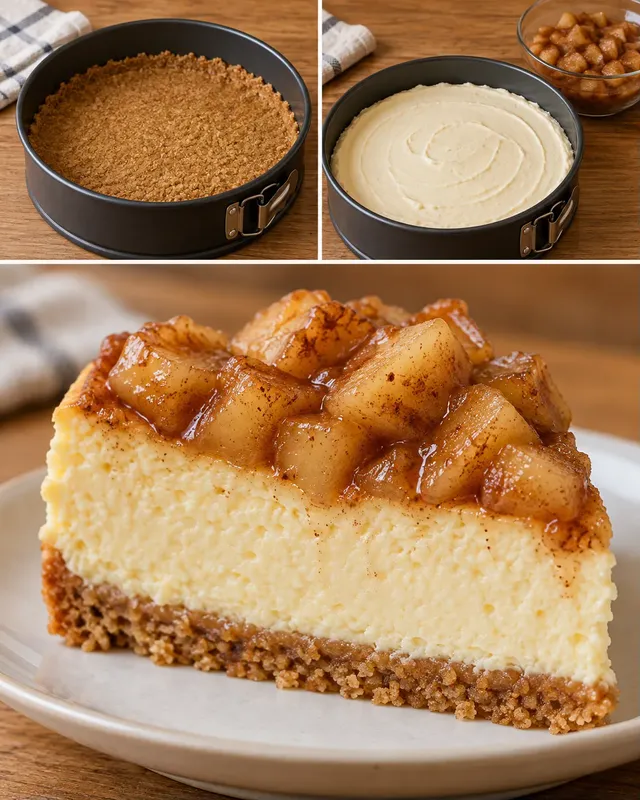 Pečený cheesecake — jablka, skořice