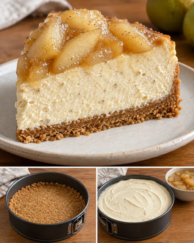 Pečený cheesecake — hrušky, kardamom