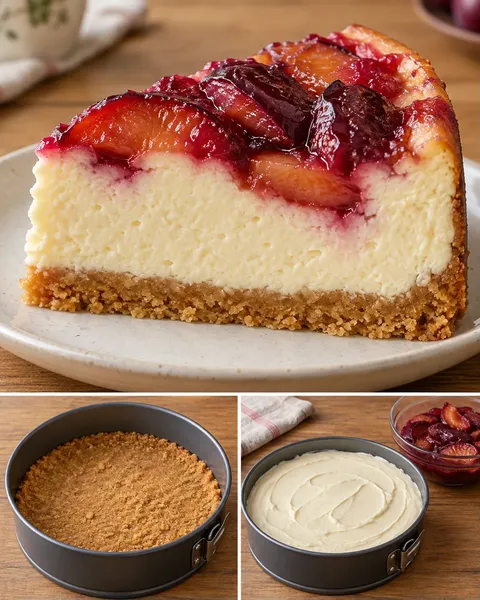 Pečený cheesecake — švestky, vanilka