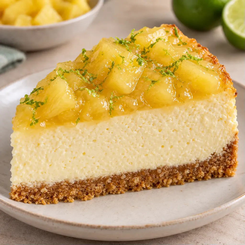 Pečený cheesecake — ananas, limetka