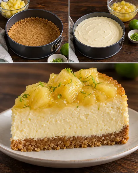 Pečený cheesecake — ananas, limetka