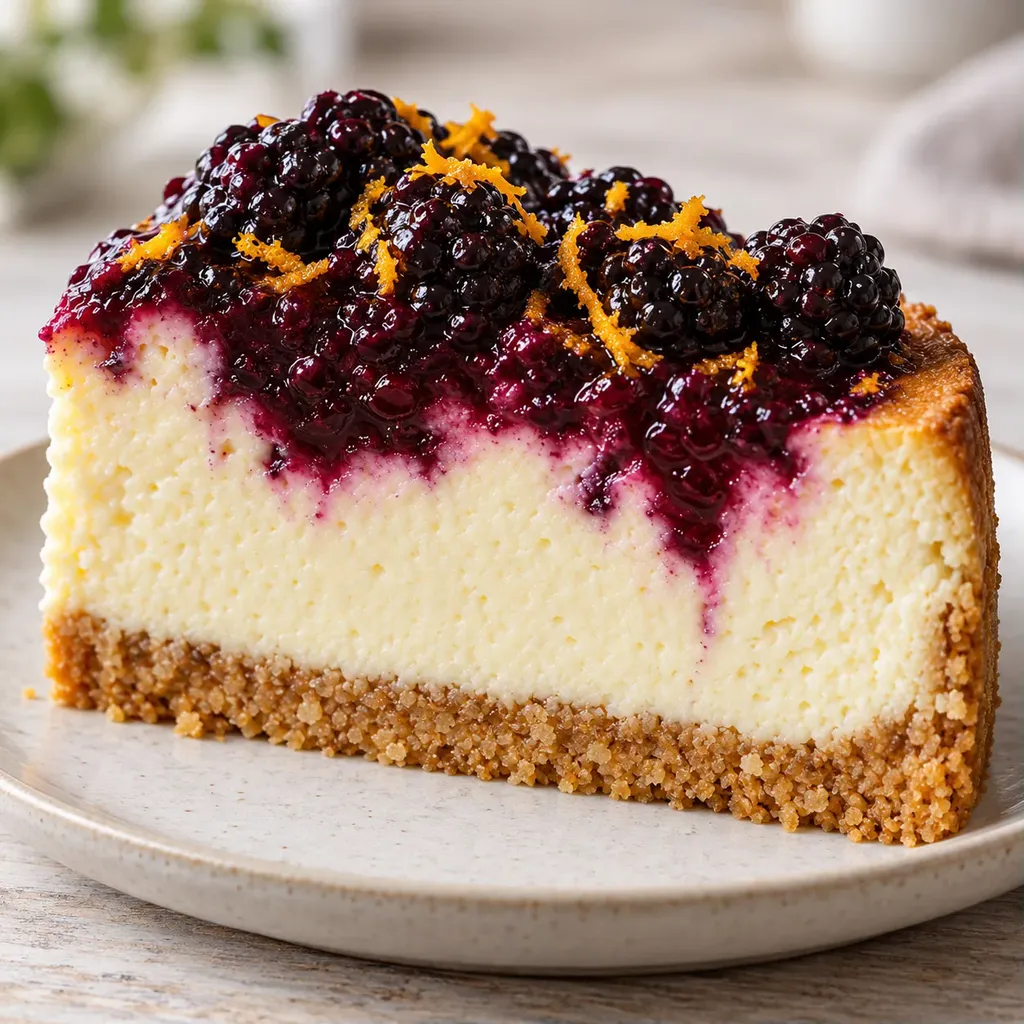 Pečený cheesecake — ostružiny, pomeranč