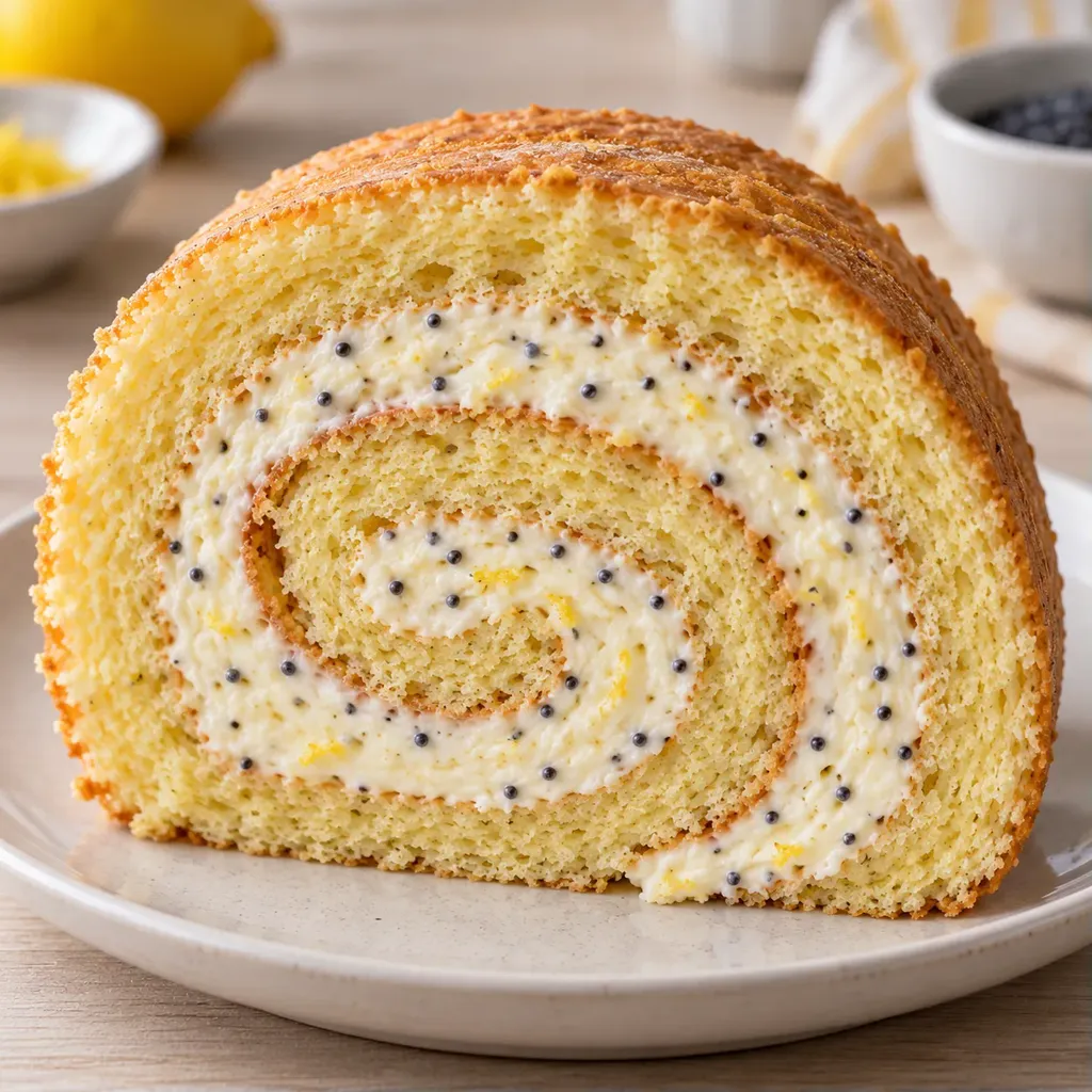 Piškotová roláda — citron, mák