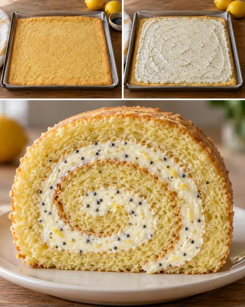 Piškotová roláda — citron, mák