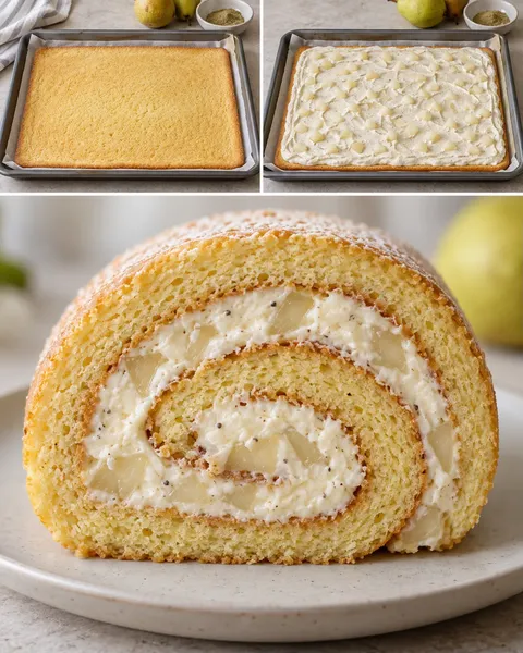 Piškotová roláda — hrušky, kardamom