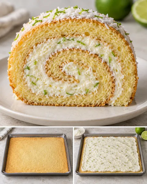 Piškotová roláda — kokos, limetka
