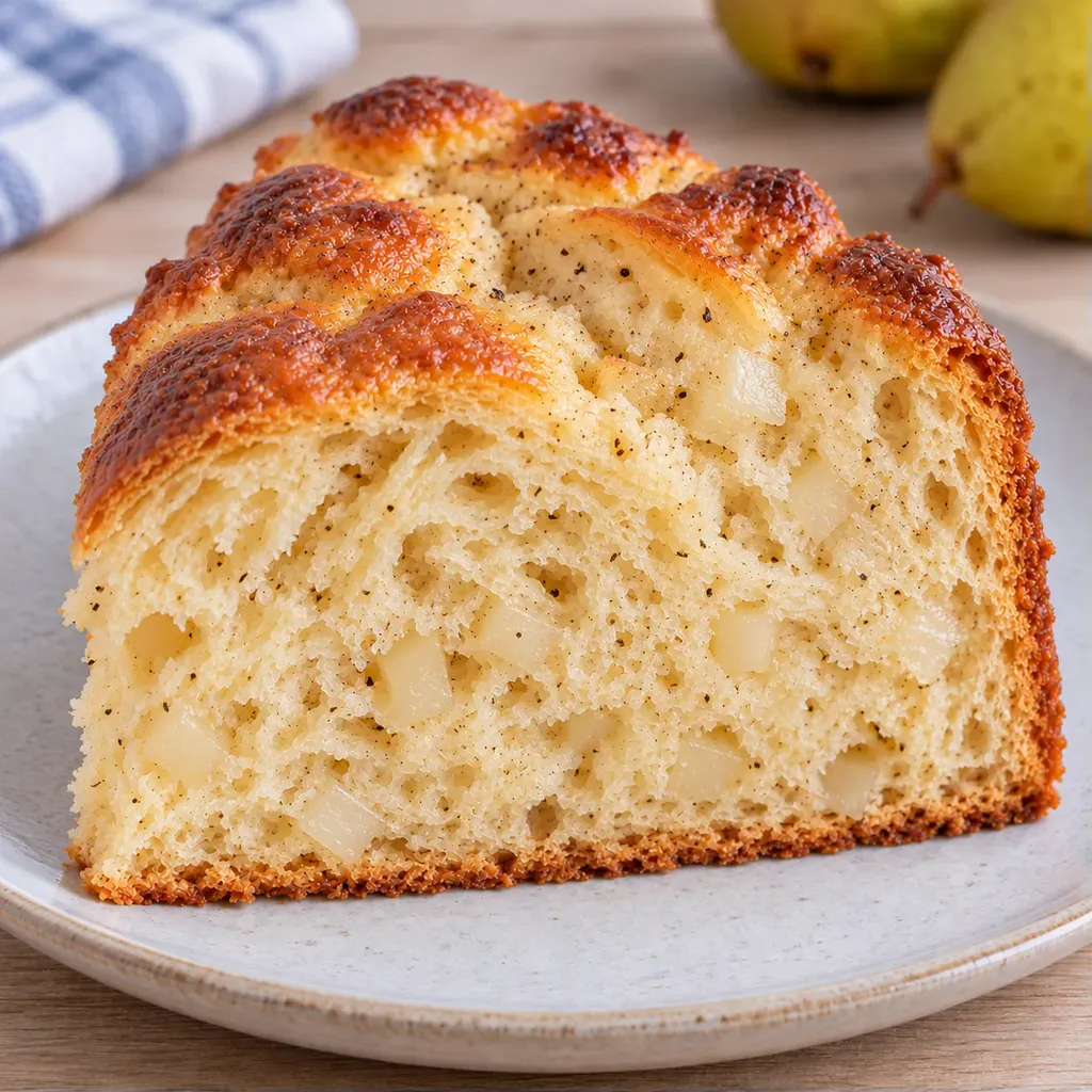 Sladký kynutý koláč — hrušky, kardamom