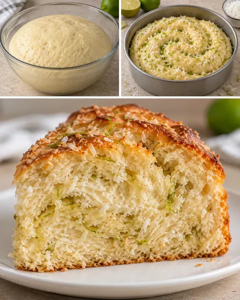 Sladký kynutý koláč — kokos, limetka