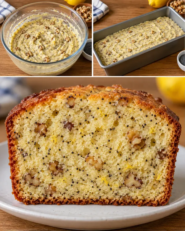 Máslový chlebíček — citron, mák, vlašské ořechy