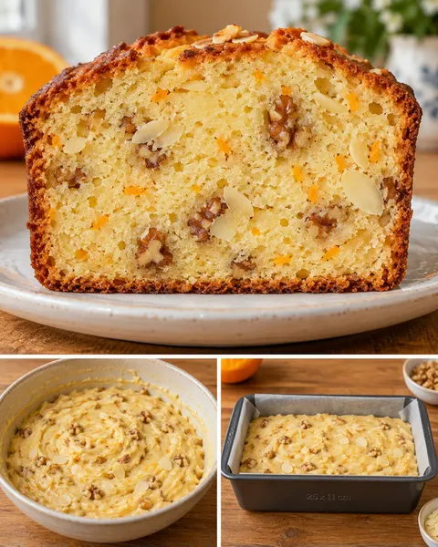 Máslový chlebíček — pomeranč, mandle, vlašské ořechy