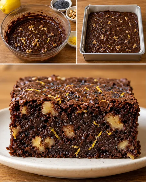 Brownies — citron, mák, vlašské ořechy
