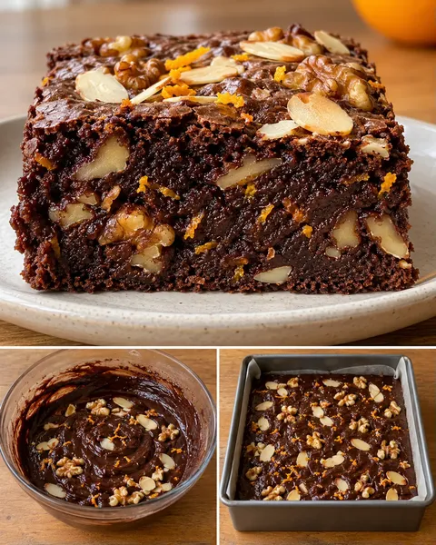 Brownies — pomeranč, mandle, vlašské ořechy