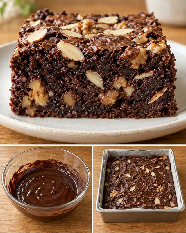 Brownies — káva, vlašské ořechy, mandle
