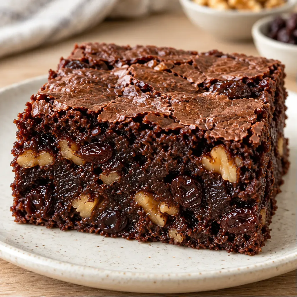 Brownies — rozinky, vanilka, vlašské ořechy