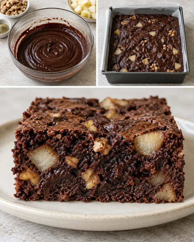 Brownies — hrušky, kardamom, vlašské ořechy