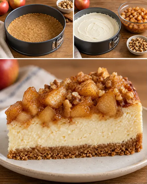 Pečený cheesecake — jablka, skořice, vlašské ořechy