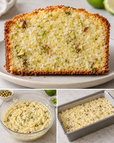 Máslový chlebíček — kokos, limetka, pistácie