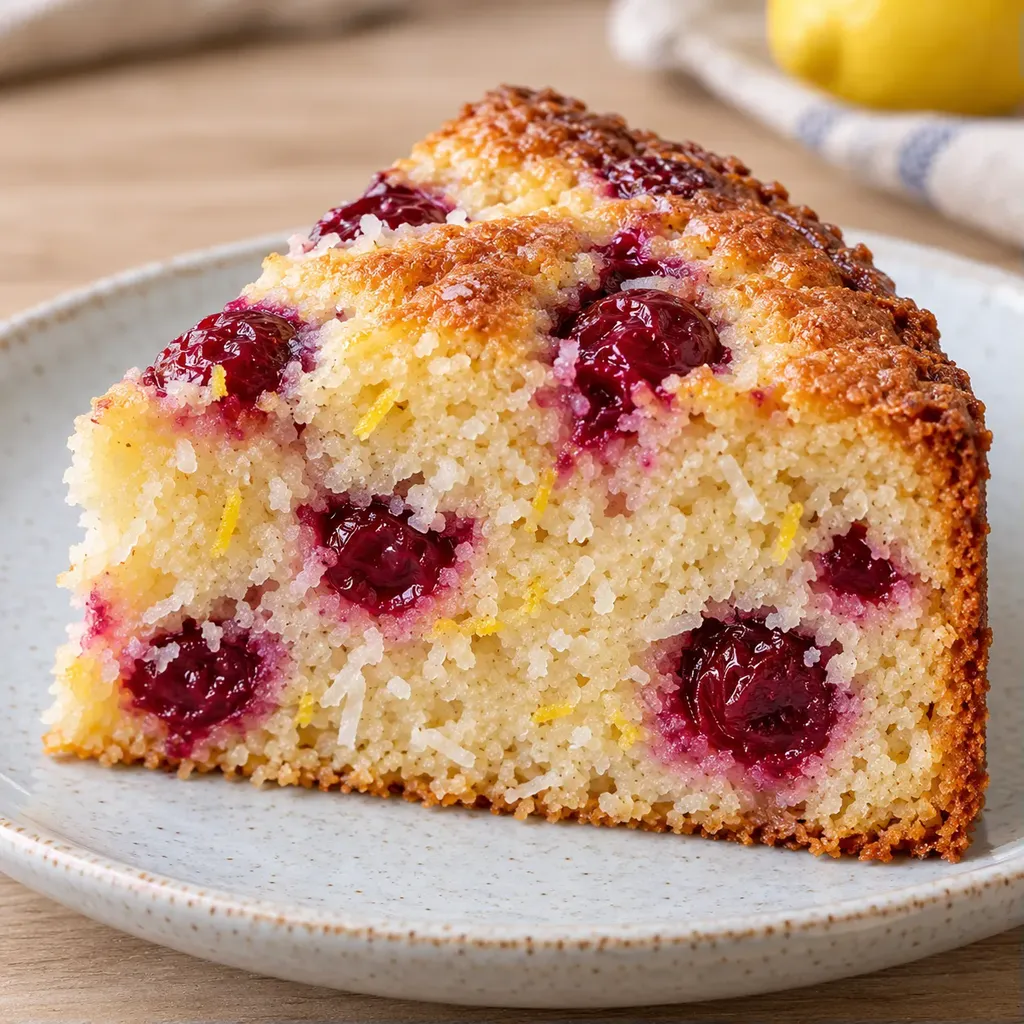 Jogurtový koláč — višně, citron, kokos