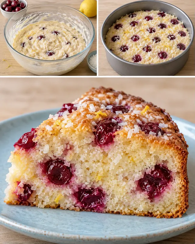 Jogurtový koláč — višně, citron, kokos
