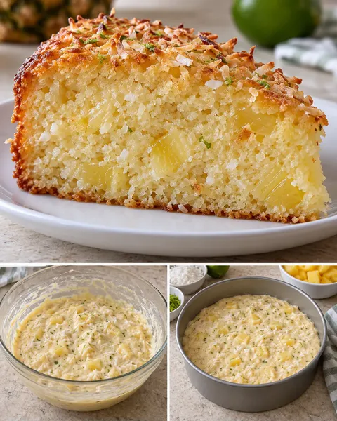 Jogurtový koláč — ananas, limetka, kokos