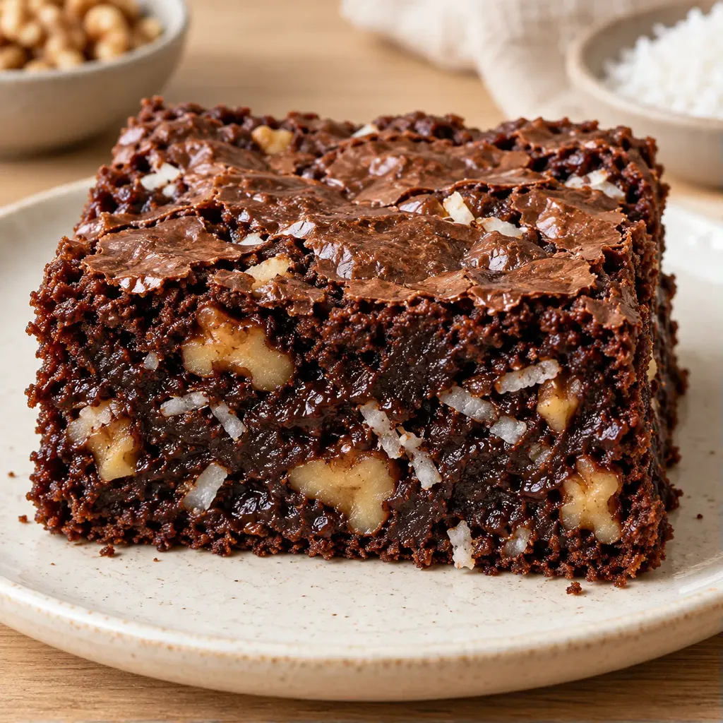 Brownies — káva, vlašské ořechy, kokos
