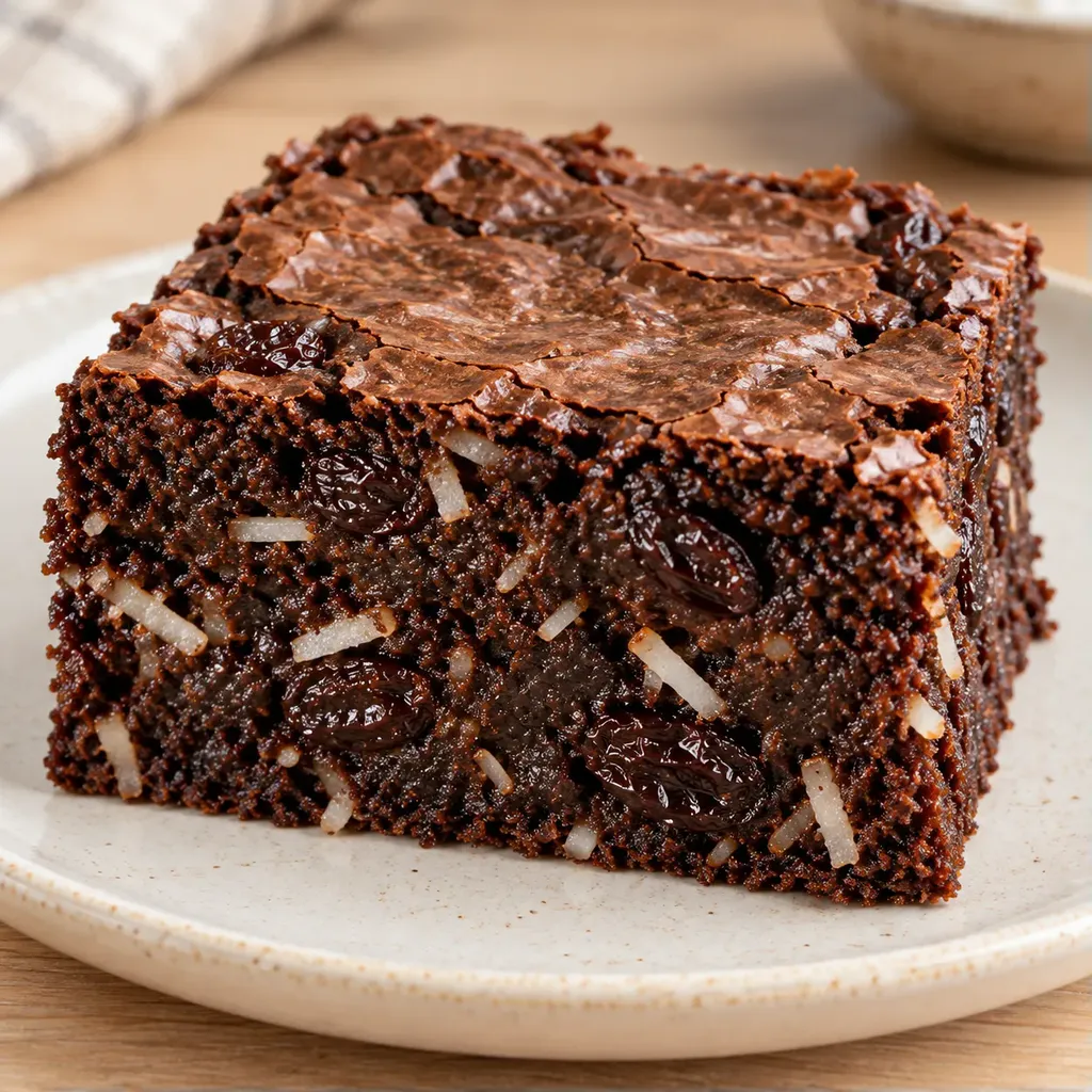 Brownies — rozinky, vanilka, kokos