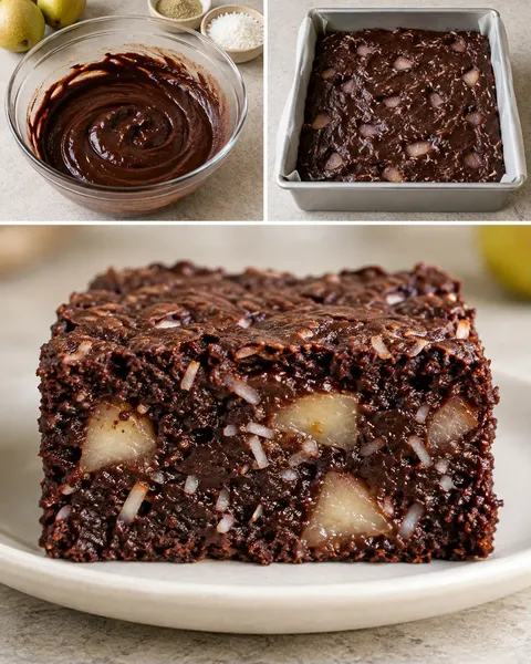 Brownies — hrušky, kardamom, kokos