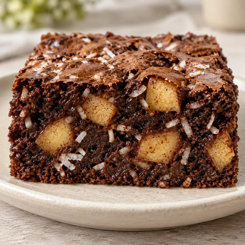 Brownies — jablka, skořice, kokos