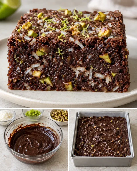 Brownies — kokos, limetka, pistácie