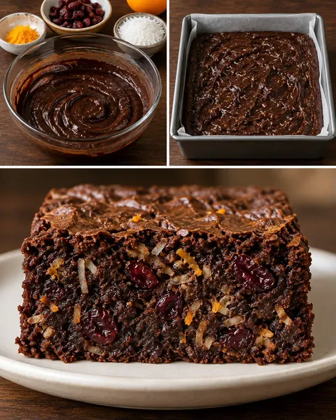 Brownies — brusinky, pomeranč, kokos