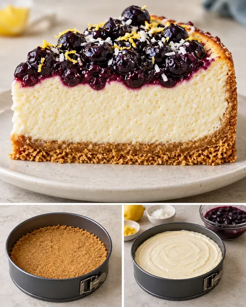Pečený cheesecake — borůvky, citron, kokos