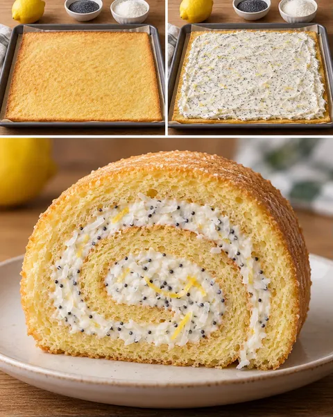 Piškotová roláda — citron, mák, kokos