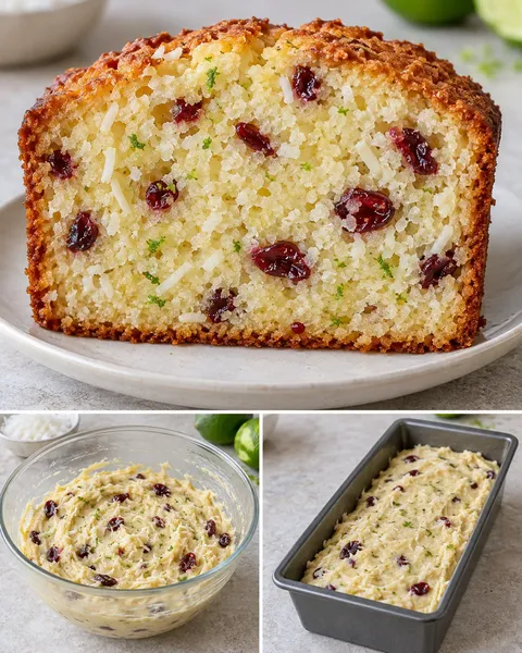 Máslový chlebíček — kokos, limetka, brusinky