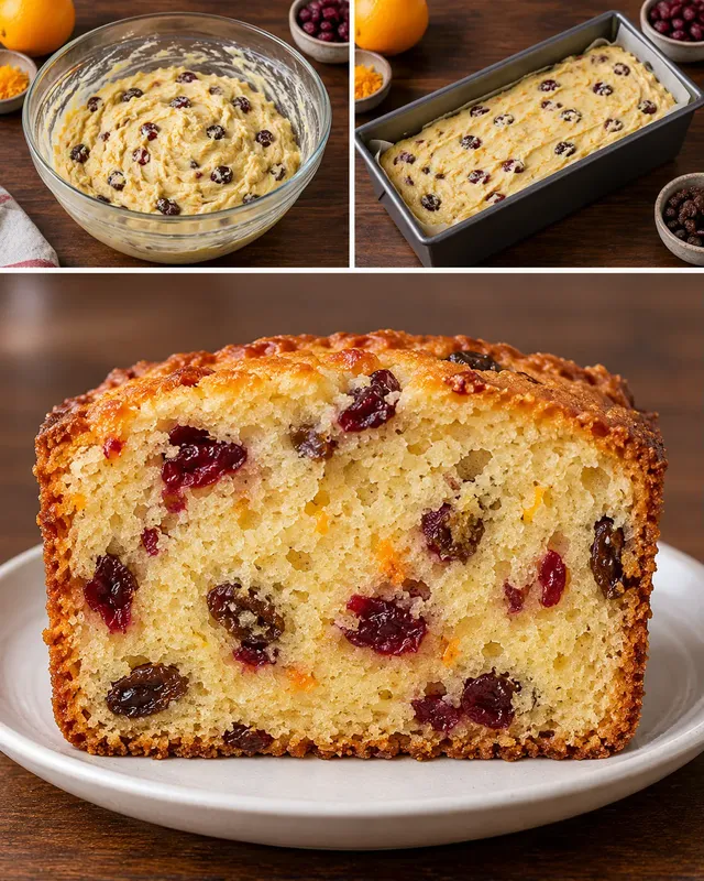 Máslový chlebíček — brusinky, pomeranč, rozinky