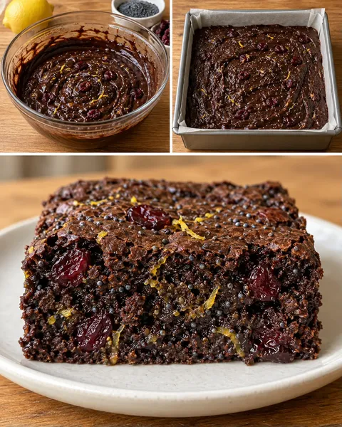 Brownies — citron, mák, brusinky