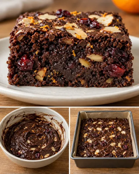 Brownies — pomeranč, mandle, brusinky