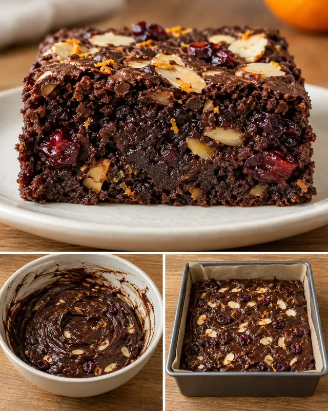 Brownies — pomeranč, mandle, brusinky
