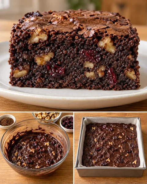 Brownies — káva, vlašské ořechy, brusinky