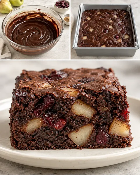 Brownies — hrušky, kardamom, brusinky