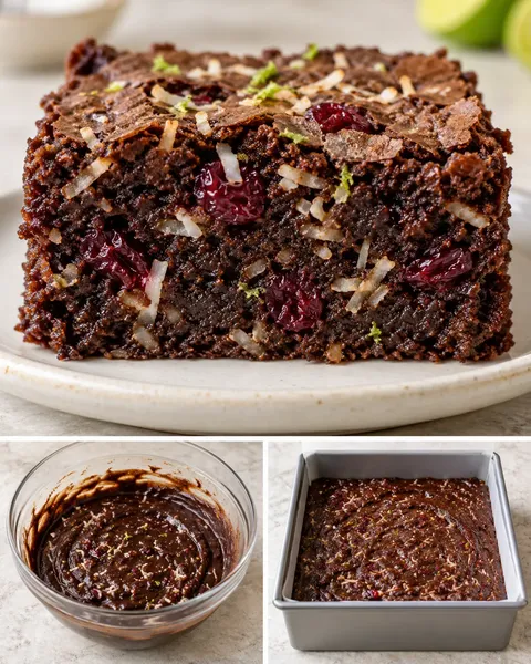 Brownies — kokos, limetka, brusinky