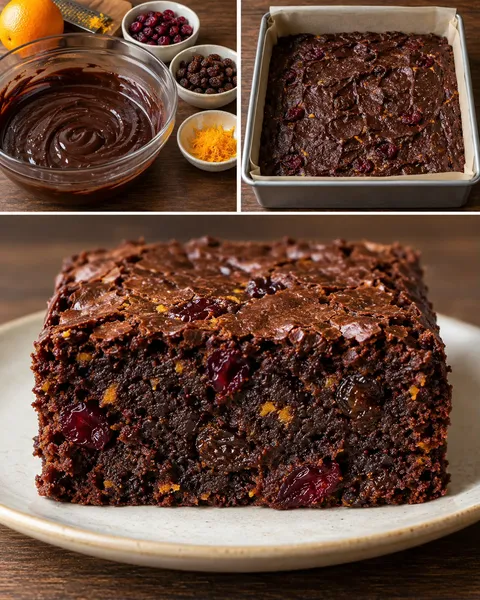Brownies — brusinky, pomeranč, rozinky