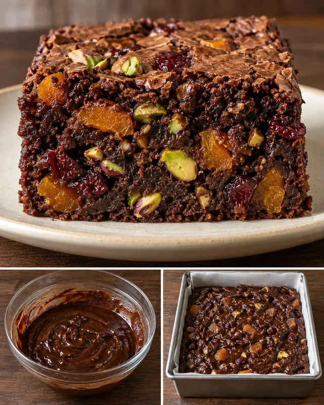Brownies — sušené meruňky, pistácie, brusinky