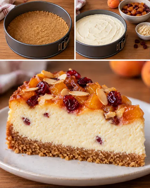 Pečený cheesecake — meruňky, mandle, brusinky