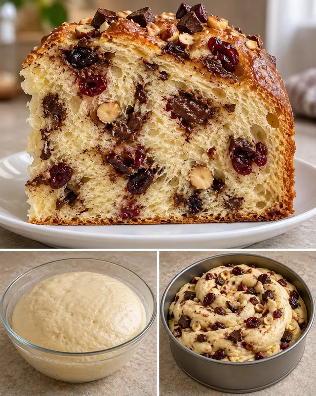 Sladký kynutý koláč — hořká čokoláda, lískové ořechy, brusinky